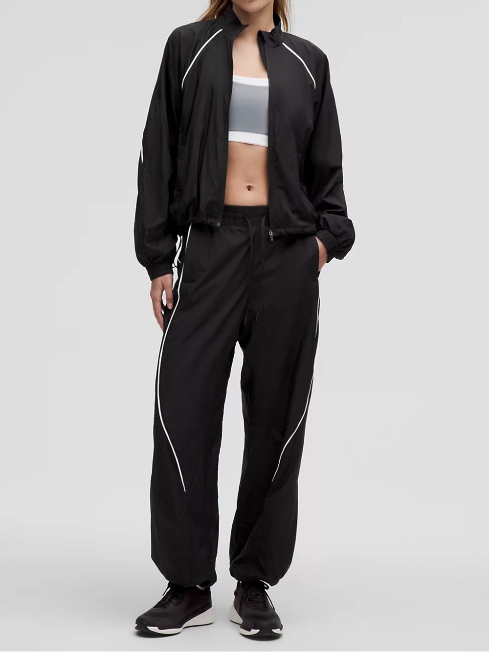 lululemon athletica Black Track Joggers with White Piping